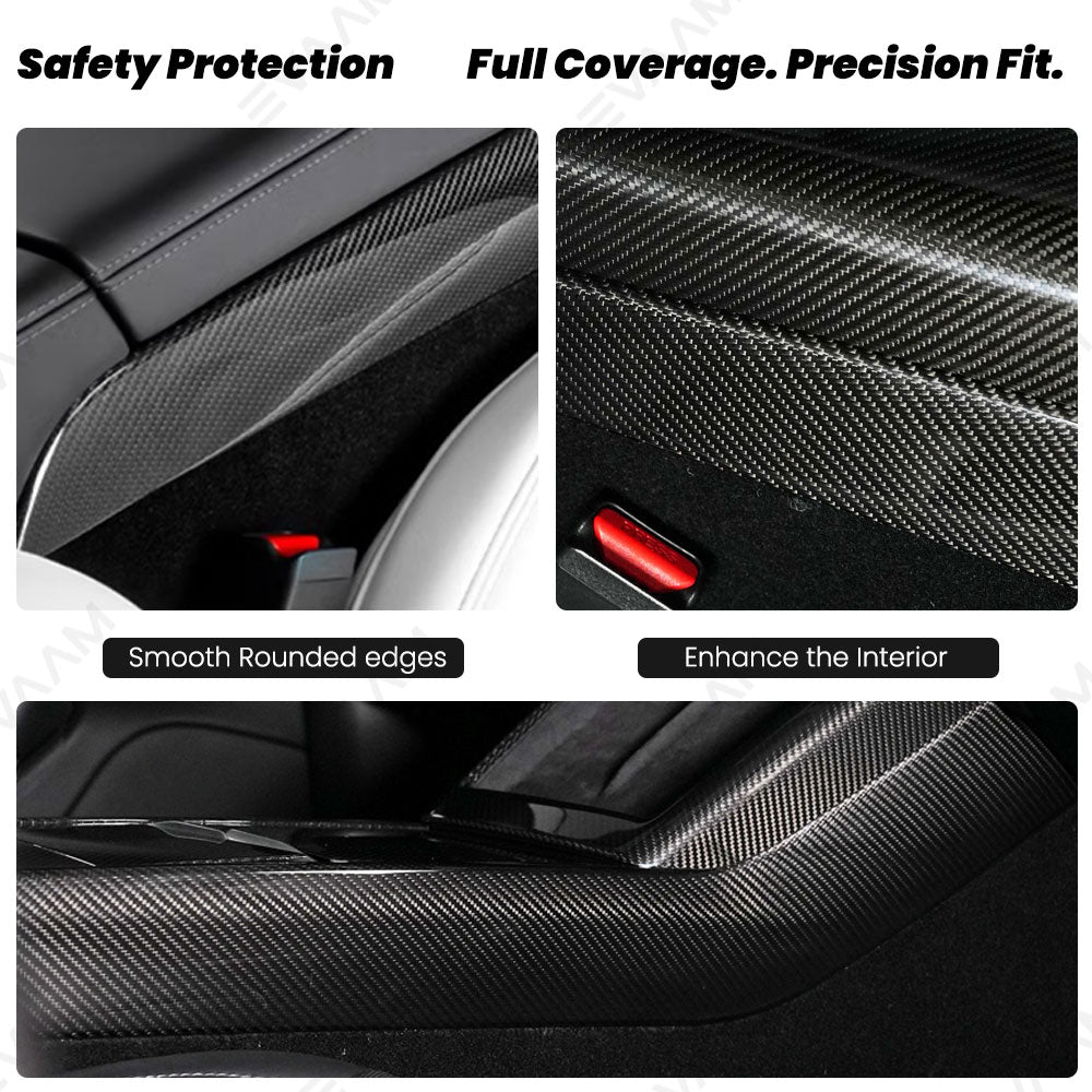 EVAAM® Real Carbon Fiber Center Console Side Interior Trim Panel for Tesla Model 3/Y - EVAAM