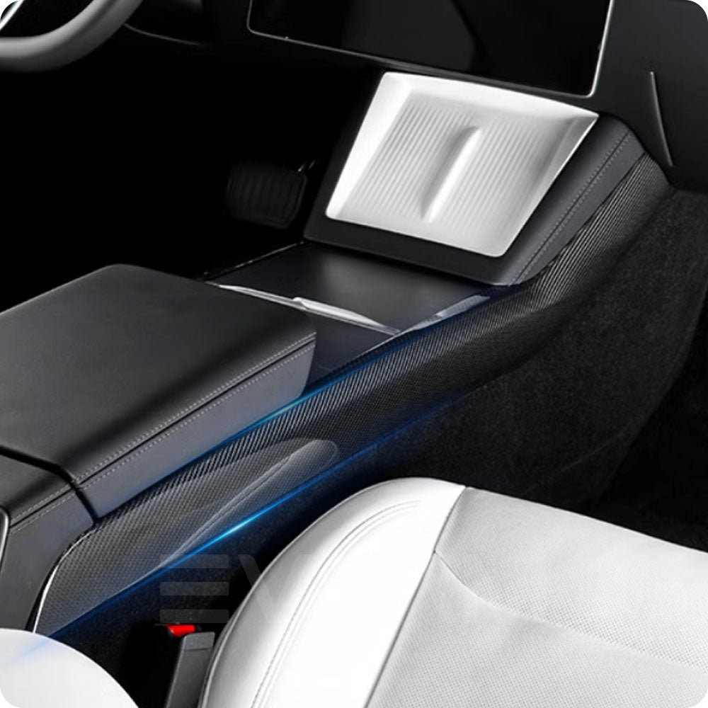 EVAAM® Real Carbon Fiber Center Console Side Interior Trim Panel for Tesla Model 3/Y - EVAAM