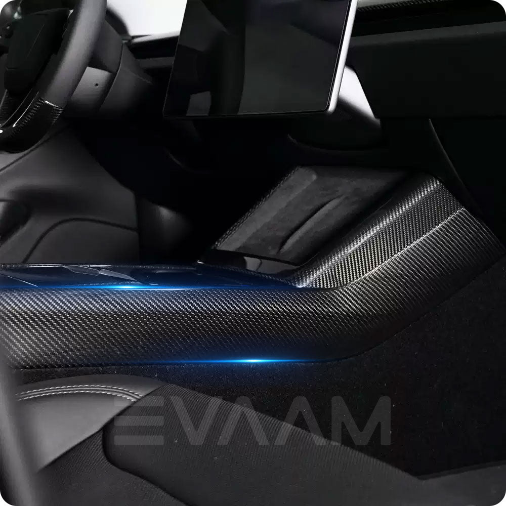 EVAAM® Real Carbon Fiber Center Console Side Interior Trim Panel for Tesla Model 3/Y