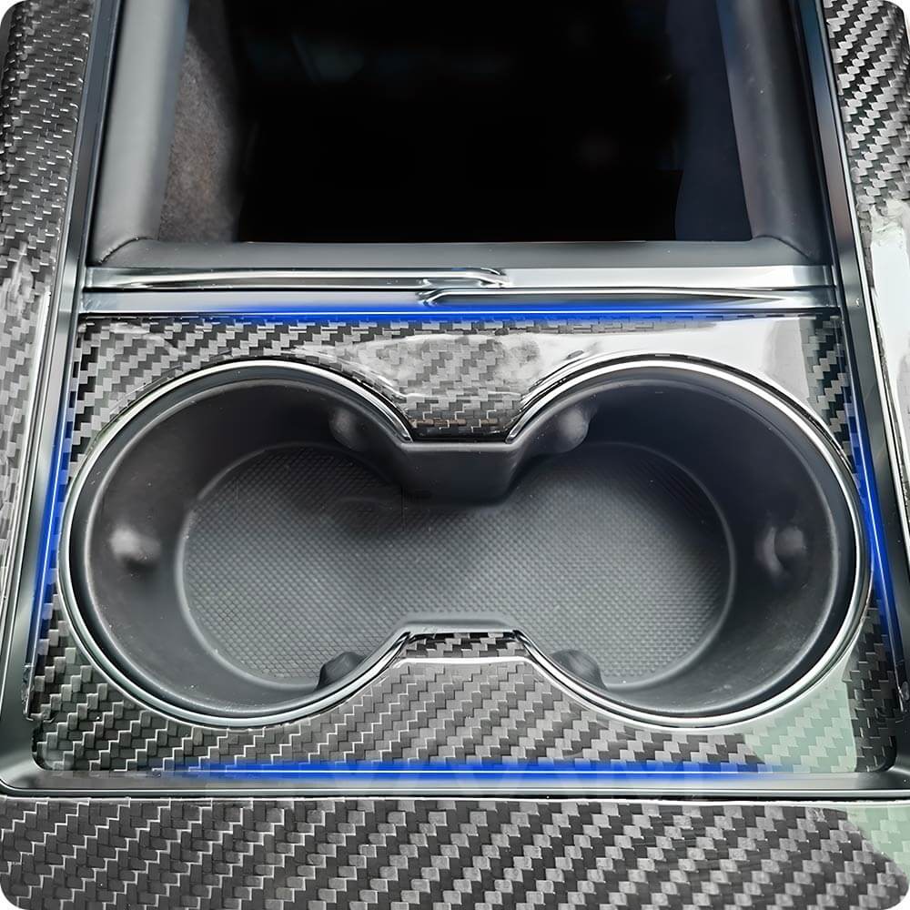 EVAAM® Real Carbon Fiber Console Cup Holder Cover For Model S/X 2021+ - EVAAM
