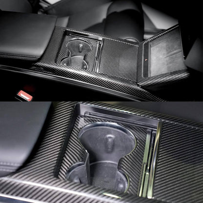 EVAAM® Real Carbon Fiber Console Cup Holder Cover For Model S/X 2021+ - EVAAM