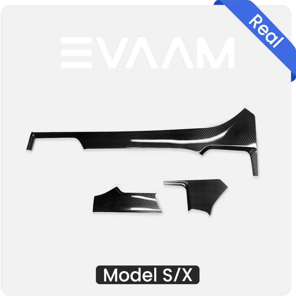 EVAAM® Real Carbon Fiber Dash Cap Cover For Model S/X (3Pcs)