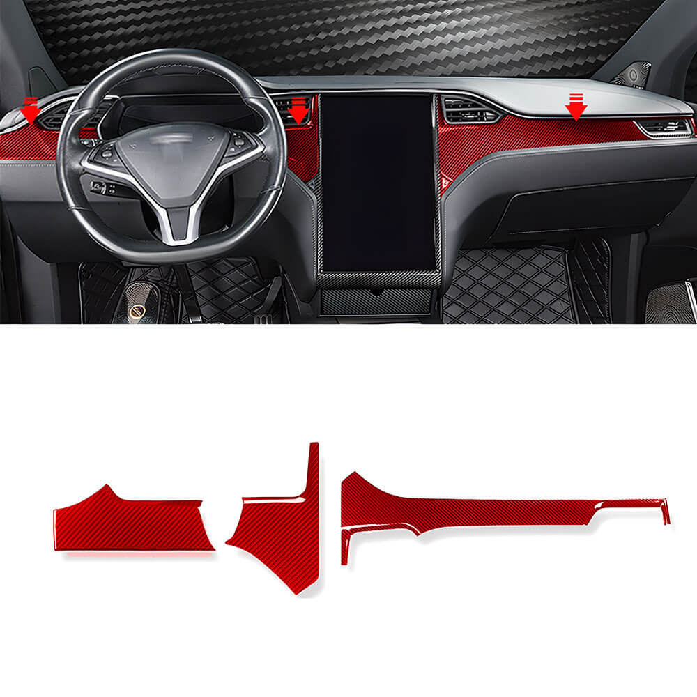 EVAAM® Real Carbon Fiber Dash Cap Cover For Model S/X (3Pcs)