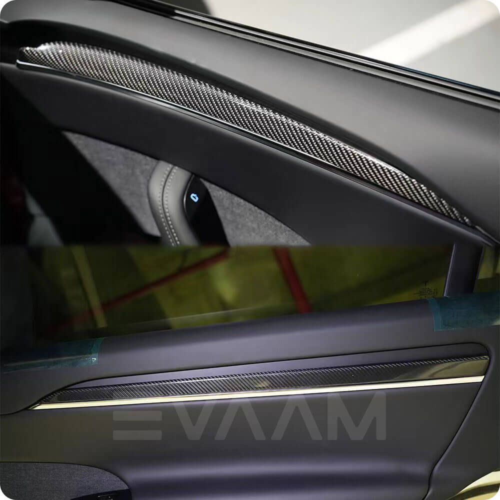 EVAAM® Real Carbon Fiber Interior Door Panel Trim Covers For Model S 2021+