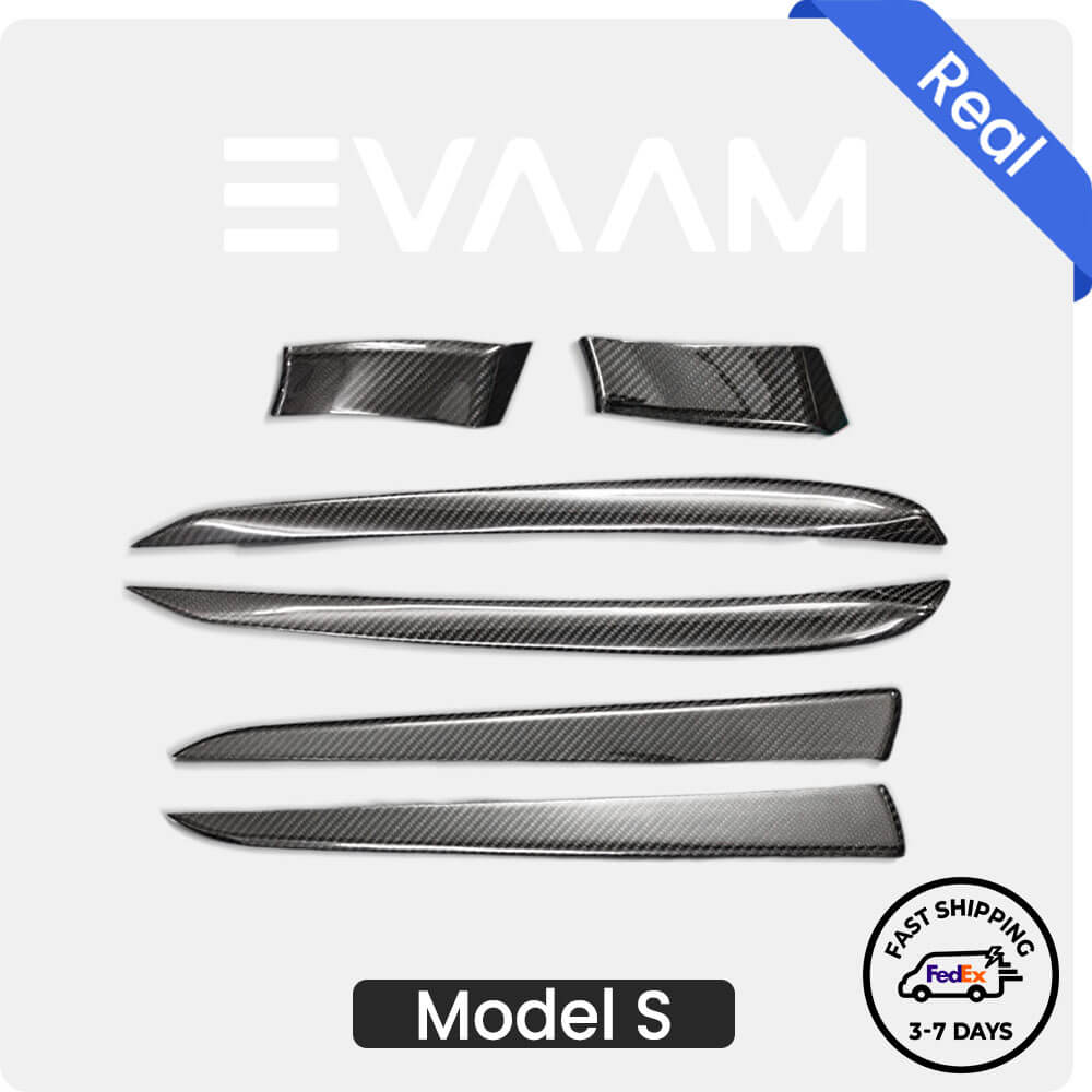 EVAAM® Real Carbon Fiber Interior Door Panel Trim Covers For Model S 2021+