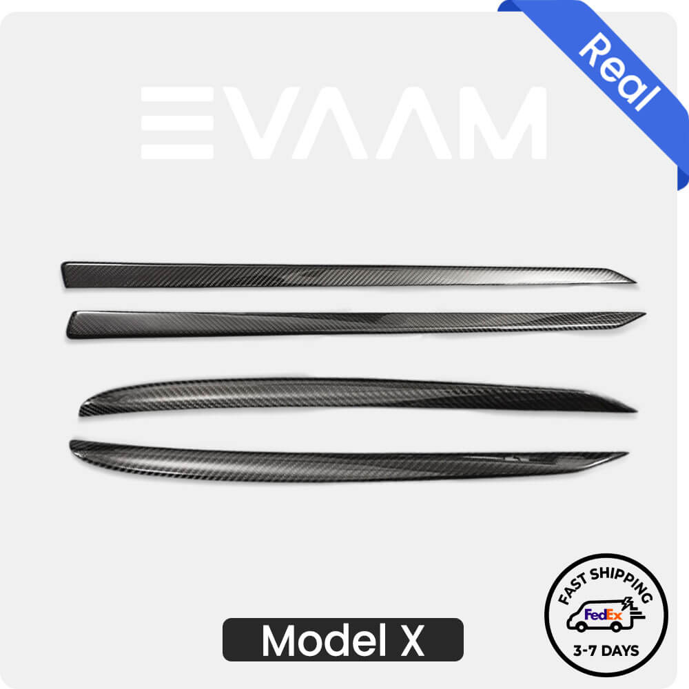 EVAAM® Real Carbon Fiber Interior Door Panel Trim Covers For Model X 2021+