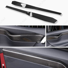 EVAAM® Real Carbon Fiber Interior Door Panel Trim Covers For Tesla Model X (4Pcs)