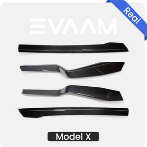 EVAAM® Real Carbon Fiber Interior Door Panel Trim Covers For Tesla Model X (4Pcs)