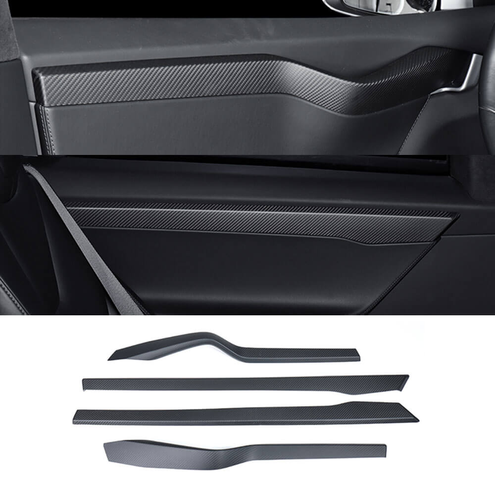 EVAAM® Real Carbon Fiber Interior Door Panel Trim Covers For Tesla Model X (4Pcs)