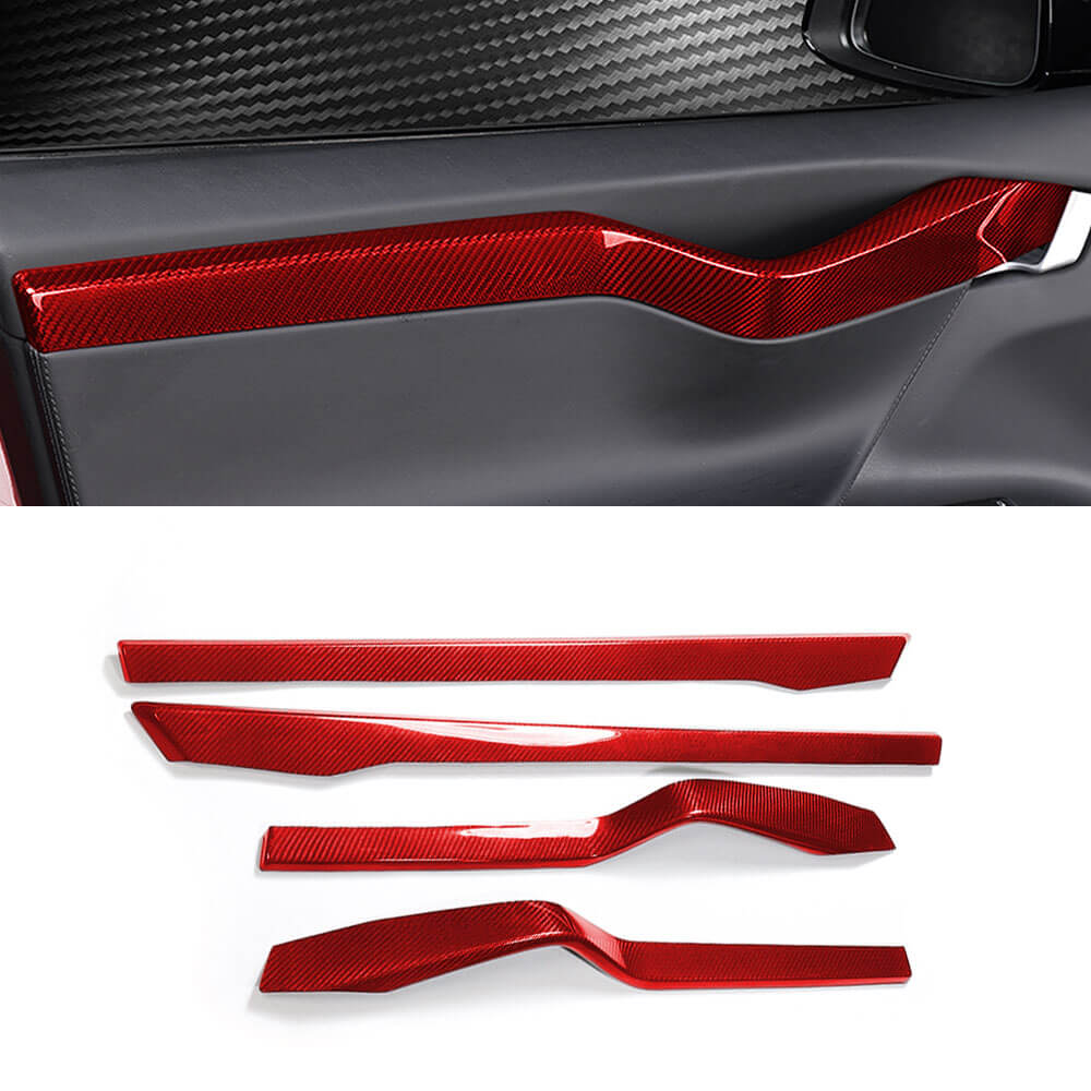 EVAAM® Real Carbon Fiber Interior Door Panel Trim Covers For Tesla Model X (4Pcs)