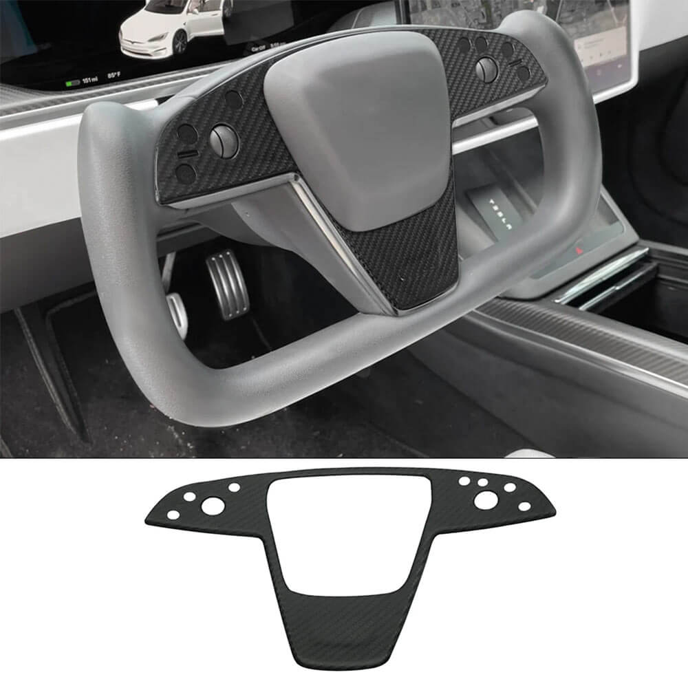 EVAAM® Real Carbon Fiber Yoke Steering Wheel Cover For Model S/X 2021+