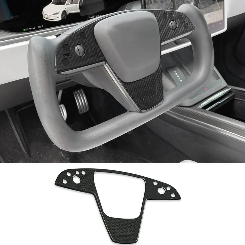 EVAAM® Real Carbon Fiber Yoke Steering Wheel Cover For Model S/X 2021+