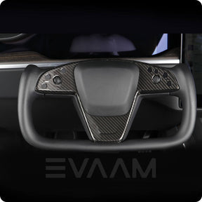 EVAAM® Real Carbon Fiber Yoke Steering Wheel Cover For Model S/X 2021+