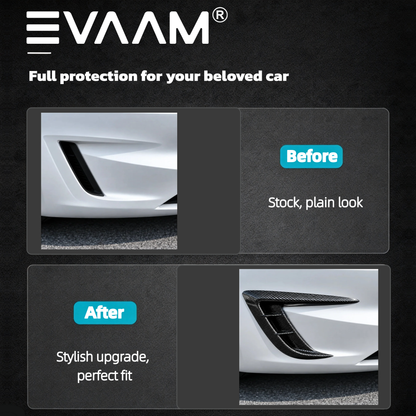 EVAAM® Real Carbon Fiber Front Intake Air Blades Trim for Tesla Model 3 Highland 2024+