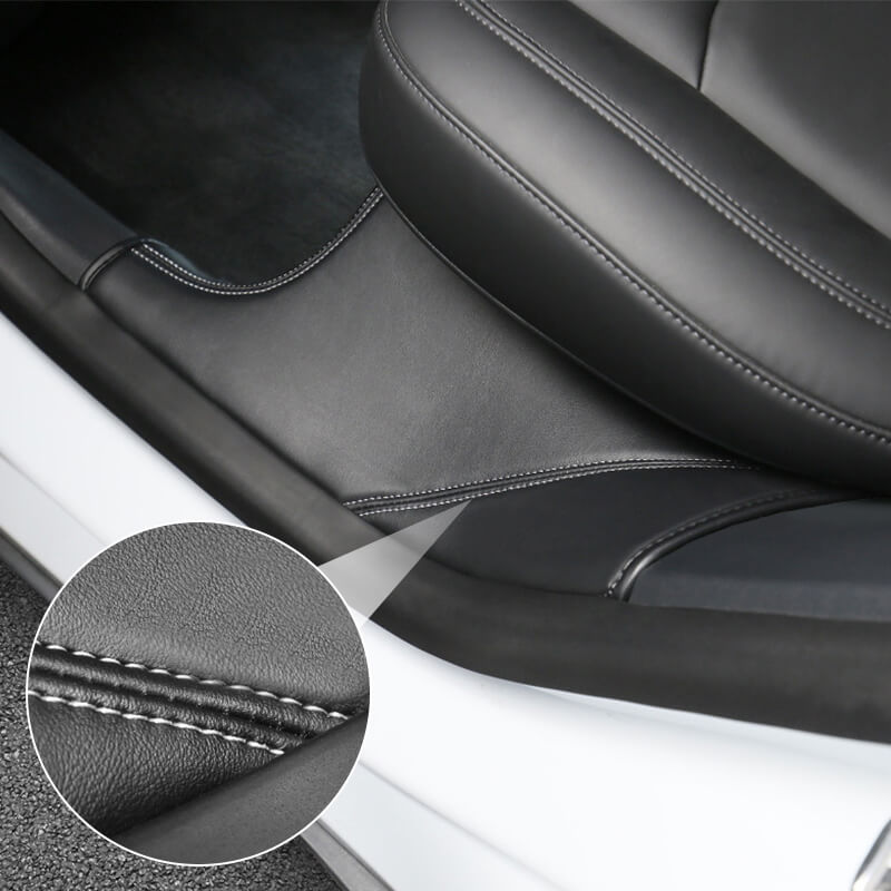 EVAAM® Rear Door Interior Sill Covers Rear Inner Door Leather Pad for Model Y - EVAAM