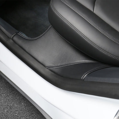 EVAAM® Rear Door Interior Sill Covers Rear Inner Door Leather Pad for Model Y - EVAAM