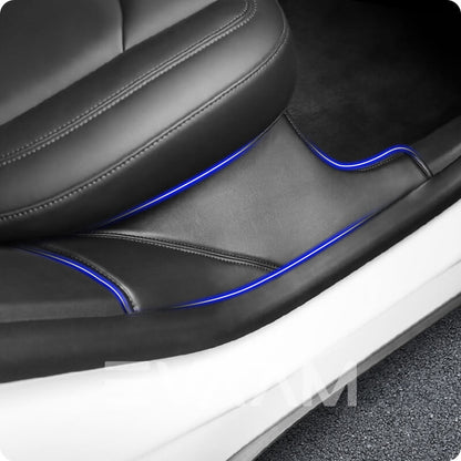 EVAAM® Rear Door Interior Sill Covers Rear Inner Door Leather Pad for Model Y - EVAAM