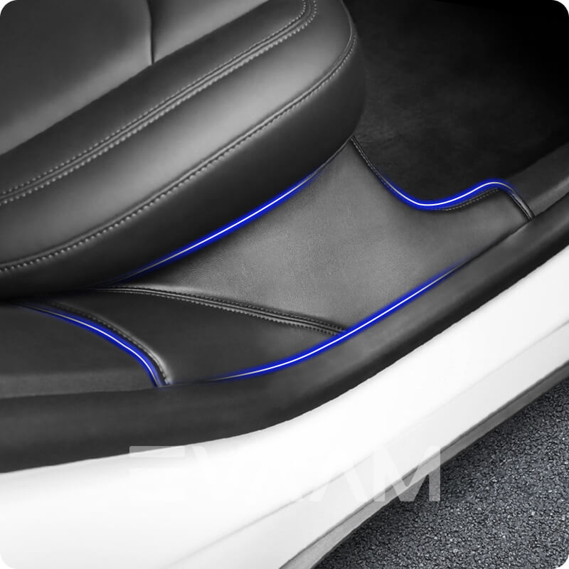 EVAAM® Rear Door Interior Sill Covers Rear Inner Door Leather Pad for Model Y - EVAAM