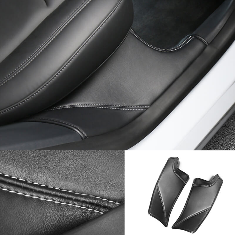EVAAM® Rear Door Interior Sill Covers Rear Inner Door Leather Pad for Model Y - EVAAM