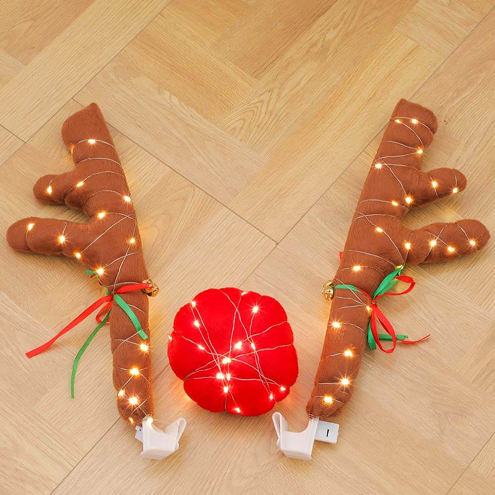EVAAM® Reindeer Car Kit Antlers & Nose Set Christmas Decoration - EVAAM