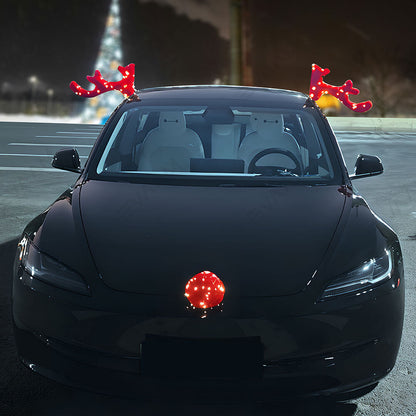 EVAAM® Reindeer Car Kit Antlers & Nose Set Christmas Decoration - EVAAM
