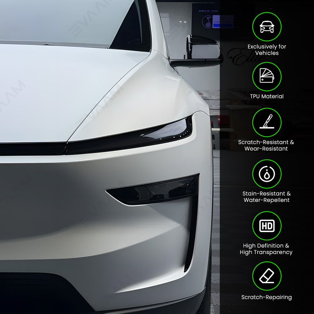 EVAAM® Smoked Tint TPU Headlight and Taillight Protection Film for Tesla Model Y Juniper 2025+