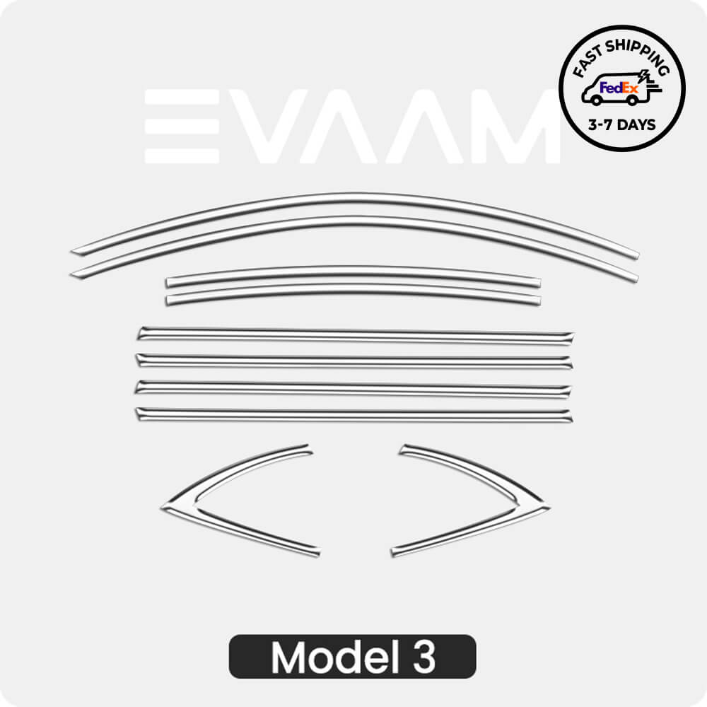 EVAAM® Stainless Steel Chrome Delete Kit for Model 3 Accessories