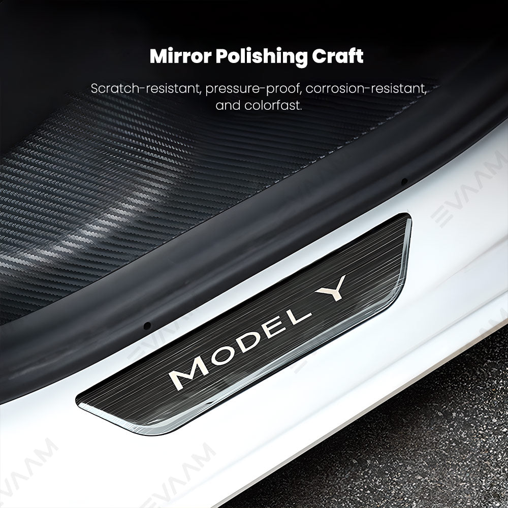 EVAAM® Stainless Steel Door Sill Protection Covers for Tesla Model Y Juniper 2025+ - EVAAM