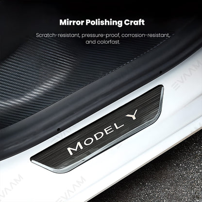 EVAAM® Stainless Steel Door Sill Protection Covers for Tesla Model Y Juniper 2025+ - EVAAM