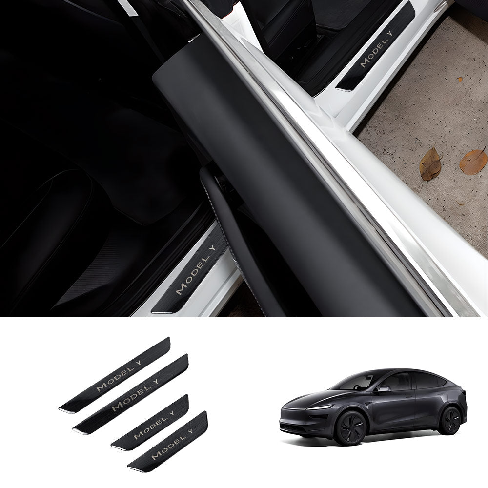 EVAAM® Stainless Steel Door Sill Protection Covers for Tesla Model Y Juniper 2025+ - EVAAM