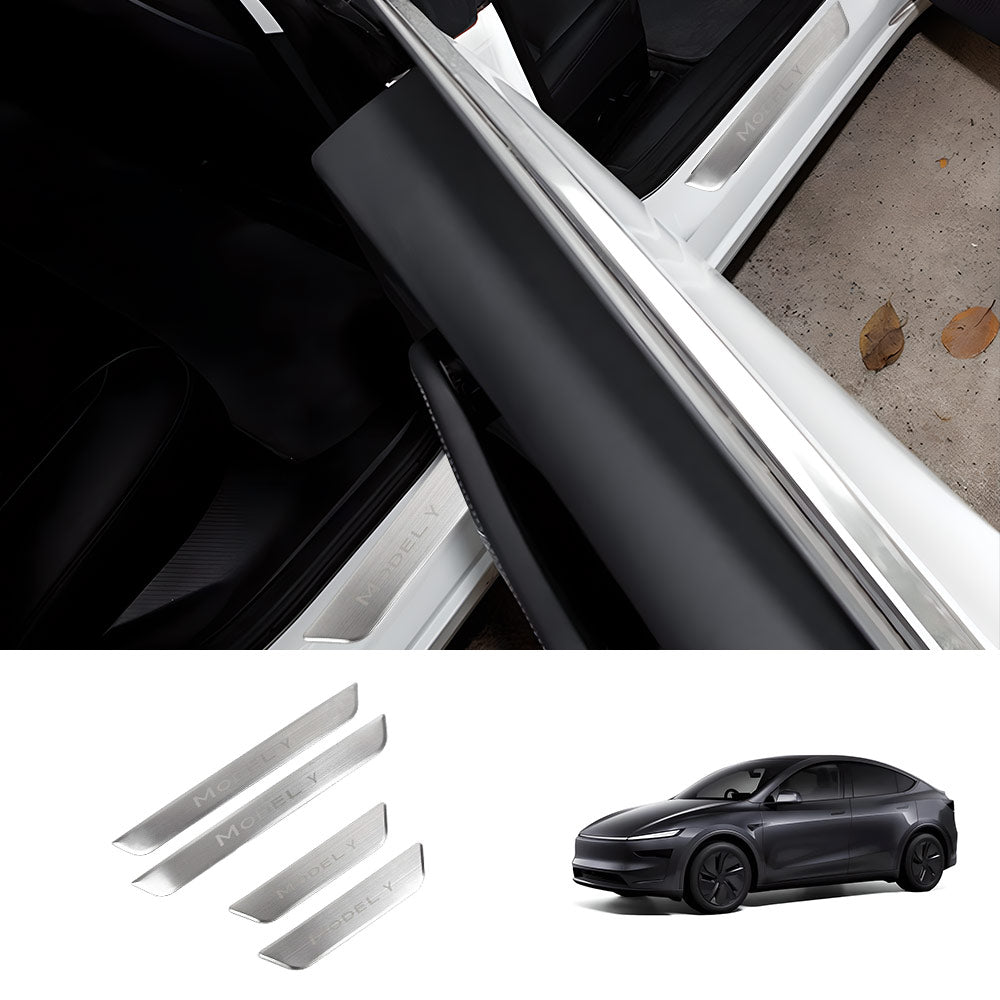 EVAAM® Stainless Steel Door Sill Protection Covers for Tesla Model Y Juniper 2025+ - EVAAM