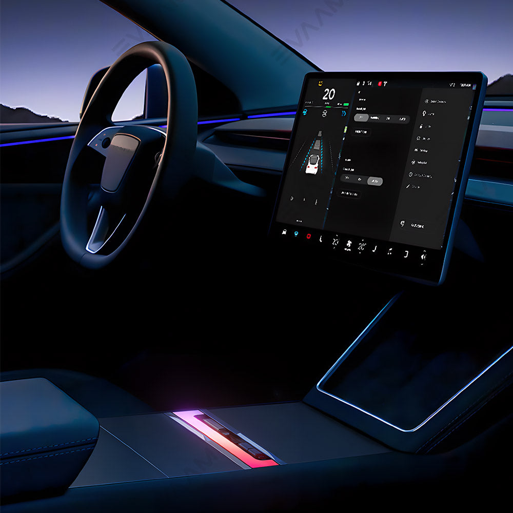 EVAAM® USB HUB Center Console Adapter Docking Station With Ambient Light for Model Y Juniper/Model 3 Highland