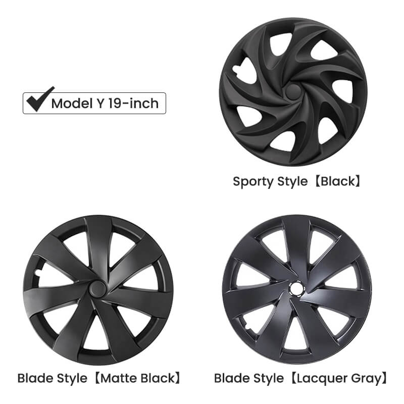 19 inch Hubcaps for Tesla Model Y 2020-2023, Black Universal Snap On Wheel Covers, Fully Wrap Automotive Tire Wheel Rim Cover Replacement for Model Y - 3