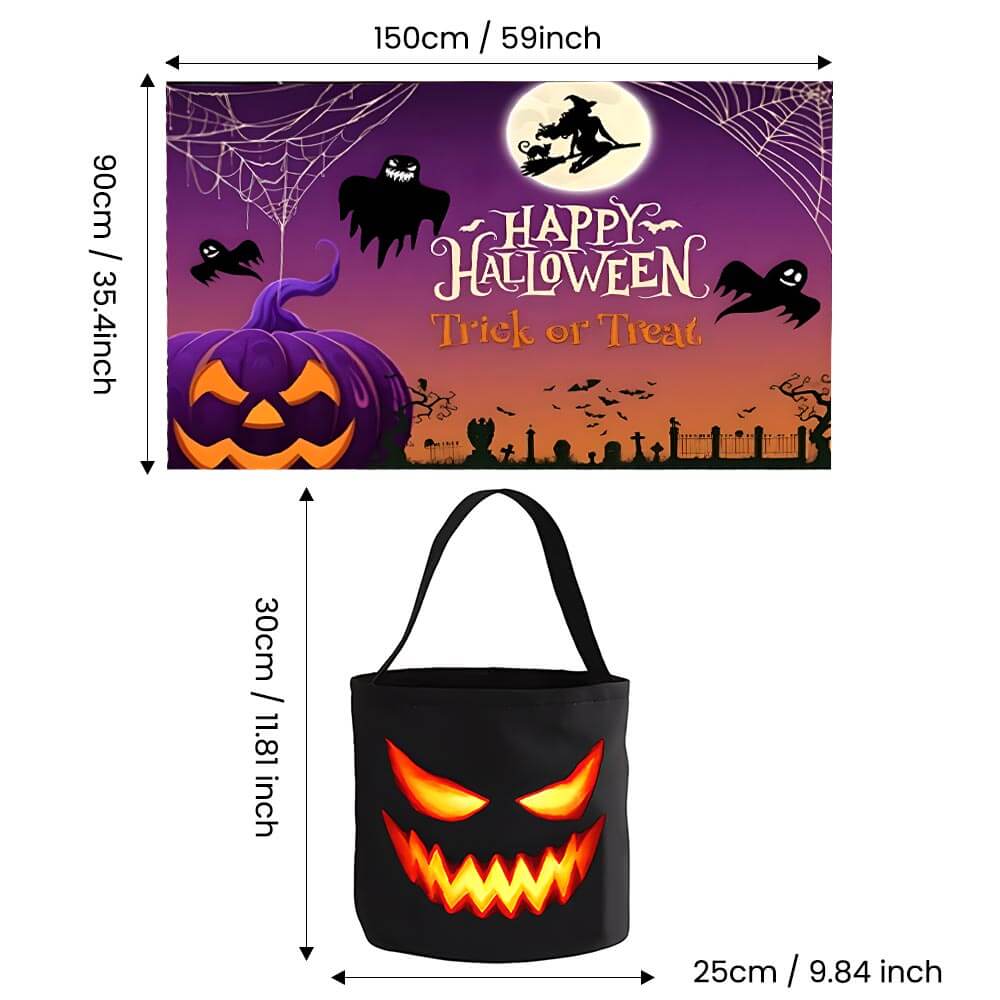 Halloween Trunk Hanging Cloth & Candy Bucket - Fits All Cars