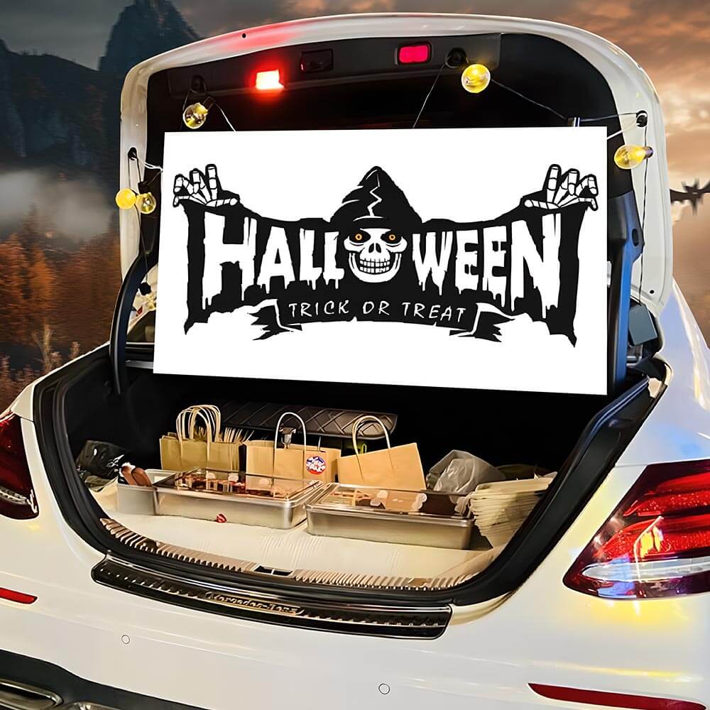 Halloween Trunk Hanging Cloth & Candy Bucket - Fits All Cars