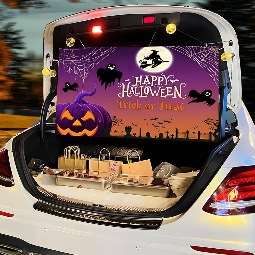 Halloween Trunk Hanging Cloth & Candy Bucket - Fits All Cars