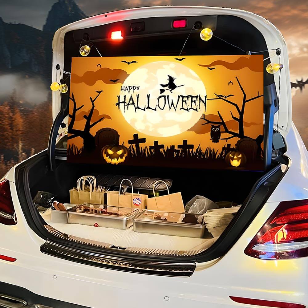 Halloween Trunk Hanging Cloth & Candy Bucket - Fits All Cars