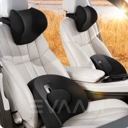 EVAAM® Neck Support Pillow And Height Adjustable Lumbar Pillow Set for Tesla Accessories - EVAAM