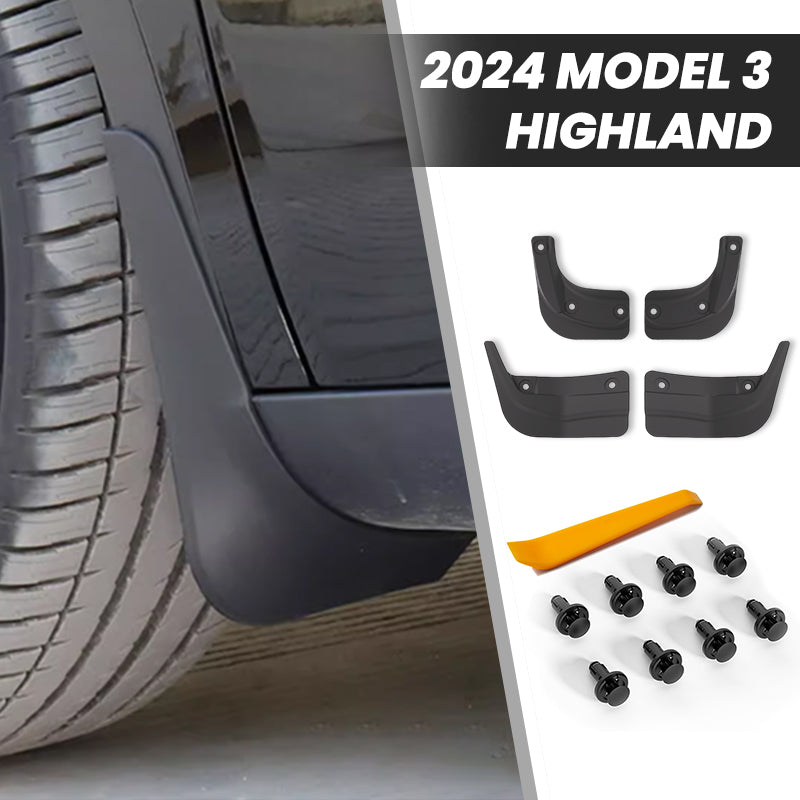 2024 Model 3 Highland Mud Flaps Splash Guards Front Rear Mudguard Kit