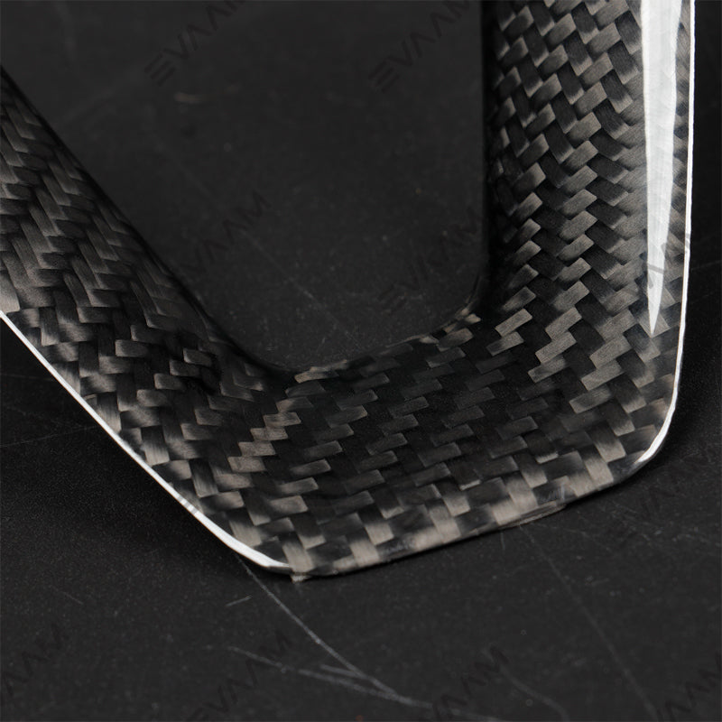 2024 Model 3 Highland EVAAM® Real Carbon Fiber Tesla Steering Wheel V-Cover - EVAAM