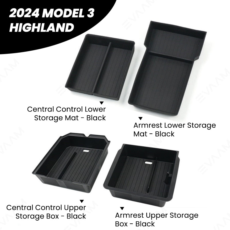 Car Center Console Organizer Storage Box Tray For Model 3 Highland