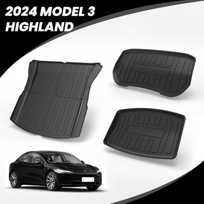 2024 Model 3 Highland EVAAM® Frunk and Trunk All-weather Cargo Floor Mat (3PCS) - EVAAM