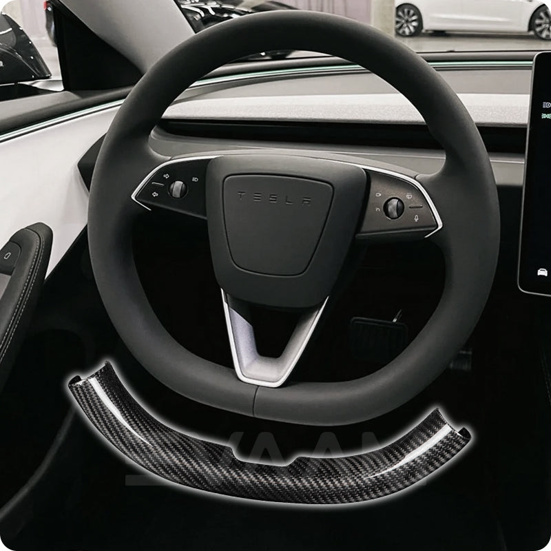 2024 Model 3 Highland EVAAM® Real Carbon Fiber Steering Wheel Caps Cover - EVAAM