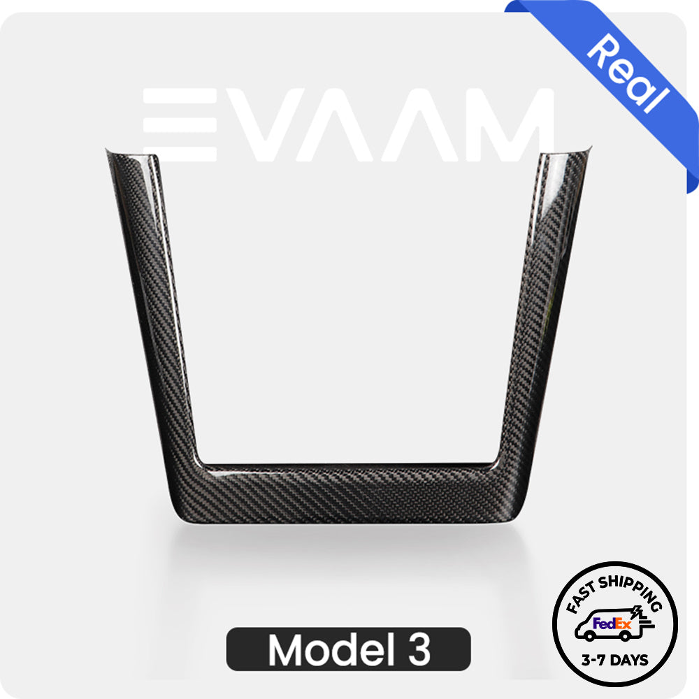 2024 Model 3 Highland EVAAM® Real Carbon Fiber Center Console Charging Frame Cover - EVAAM