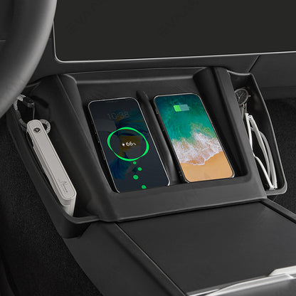 EVAAM® Wireless Charger Mat Protector with Storage Box for Tesla Model 3/S/X - EVAAM
