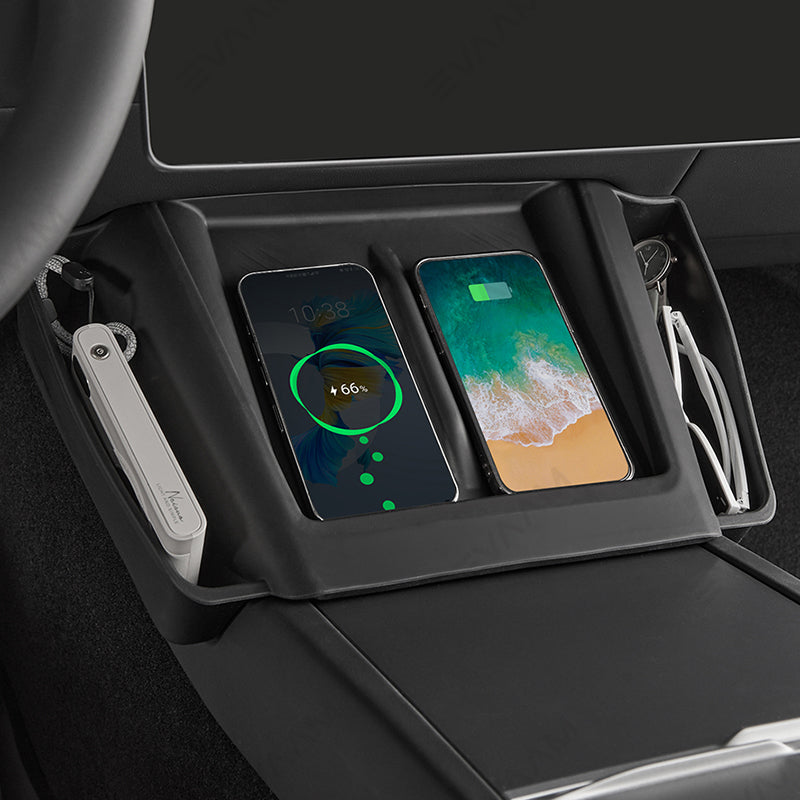 EVAAM® Wireless Charger Mat Protector with Storage Box for Tesla Model 3/S/X - EVAAM