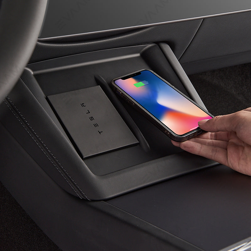 EVAAM® Wireless Charger Mat Protector with Storage Box for Tesla Model 3/S/X - EVAAM