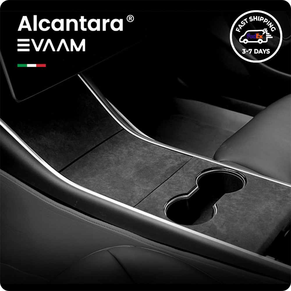 Alcantara Tesla Center Console Wraps Kit for Model 3 (2017-2023)-EVAAM® - EVAAM