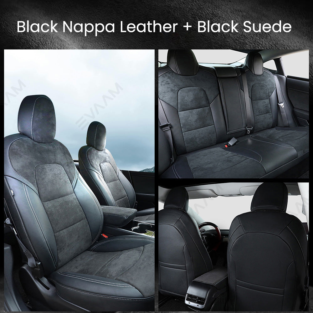 EVAAM® Customized Luxury Suede Leather Seat Covers for Tesla Model 3/Y/S/X