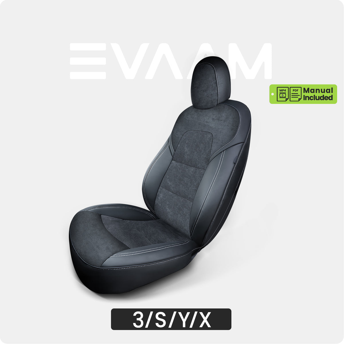 EVAAM® Customized Luxury Suede Leather Seat Covers for Tesla Model 3/Y/S/X